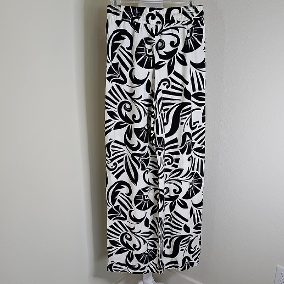 Peach Brand Palazzo Wide Leg Black White Abstract Print Pants - Picture 4 of 7